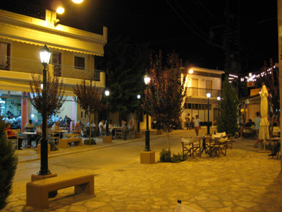 village square at night