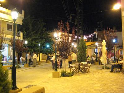 village square at night